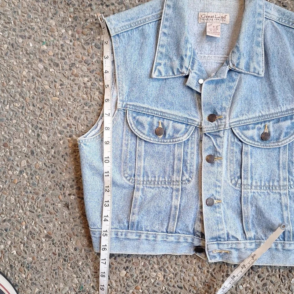Vintage 90s Great Land trading company cropped denim vest size small - Picture 11 of 11